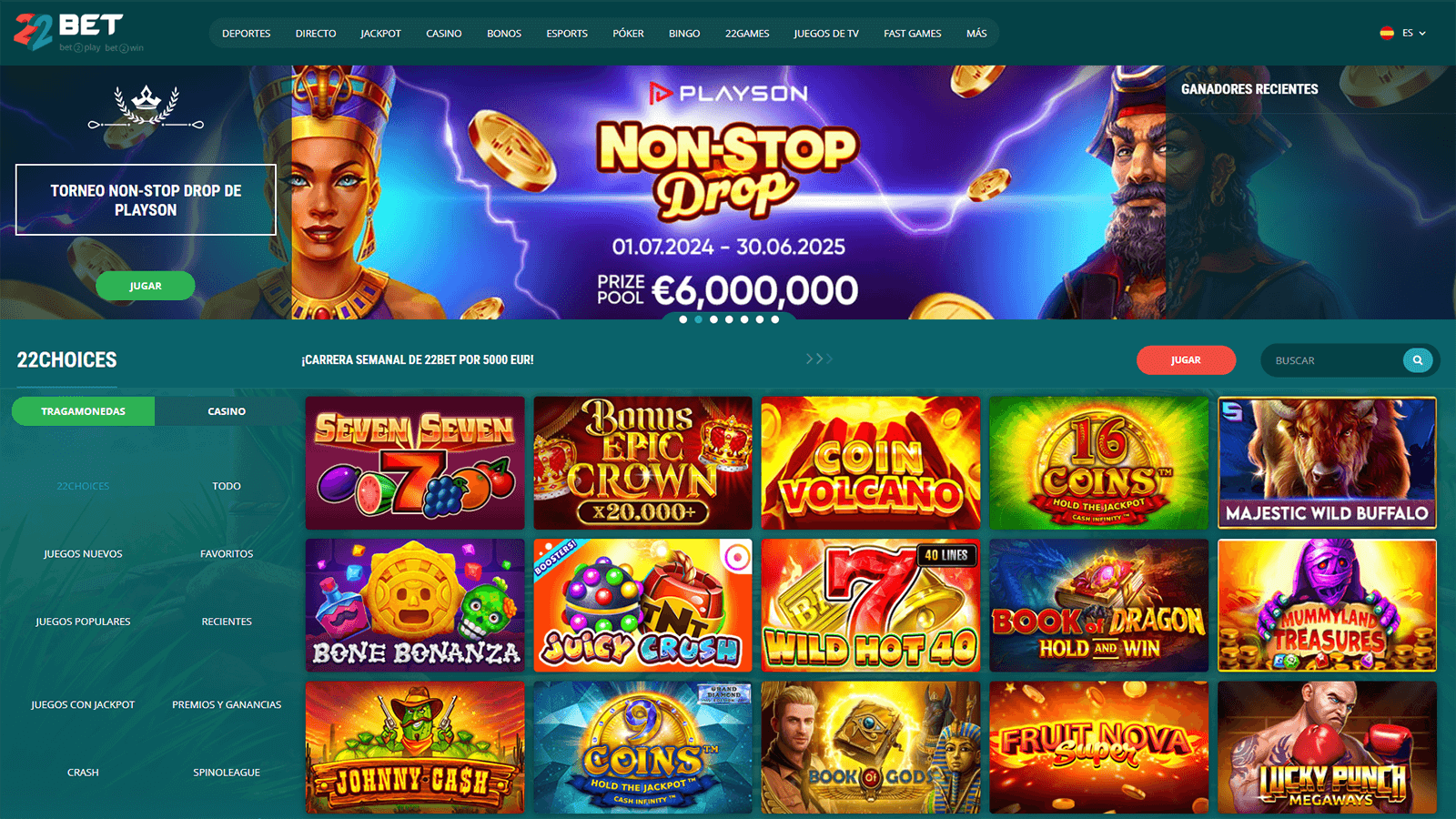 CasinoEnlineaHEX.com   22Bet Casino Pagina de Inicio