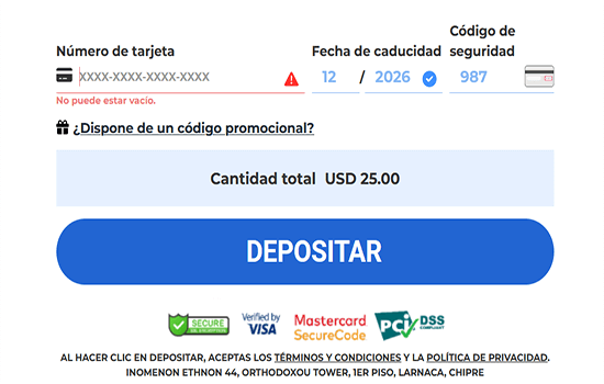 CasinoenLineaHEX Introduce detalles de la tarjeta Visa