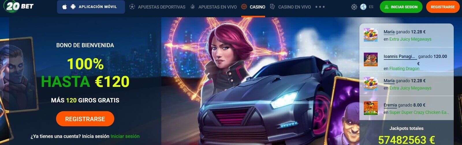 Página web de 20Bet Casino 