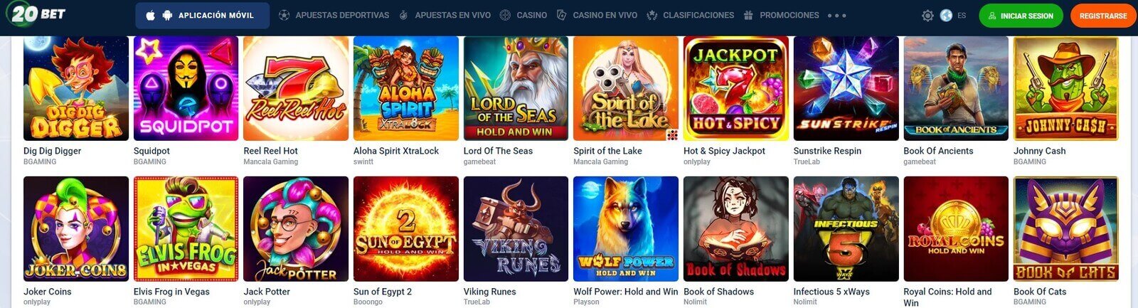 Tragaperras de 20Bet Casino para Android