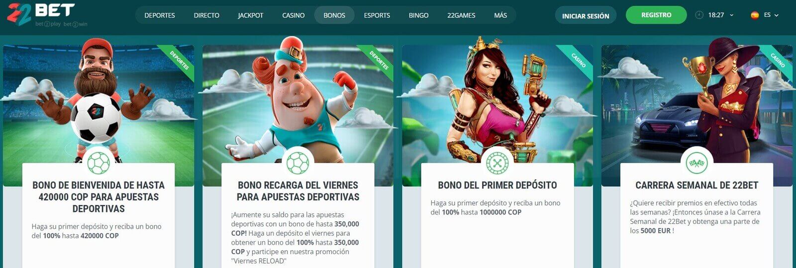 22Bet Casino en Colombia