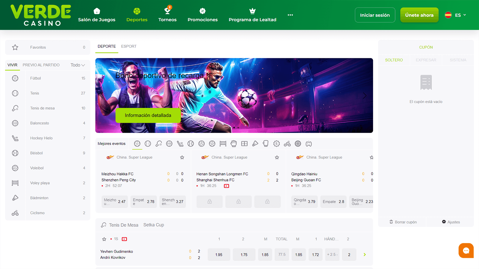 CasinoEnlineaHEX.com Apuestas deportivas en Verde Casino