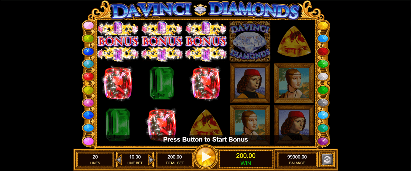 CCasinoEnlineaHEX.com   Tragamonedas DaVinci Diamonds Bono