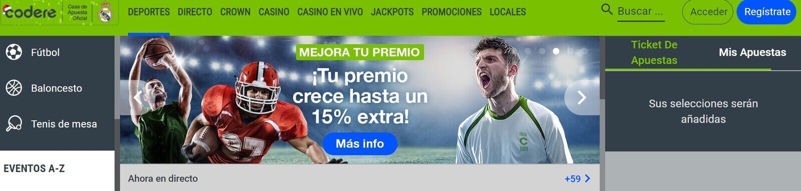 Apuestas deportivas en Codere Casino