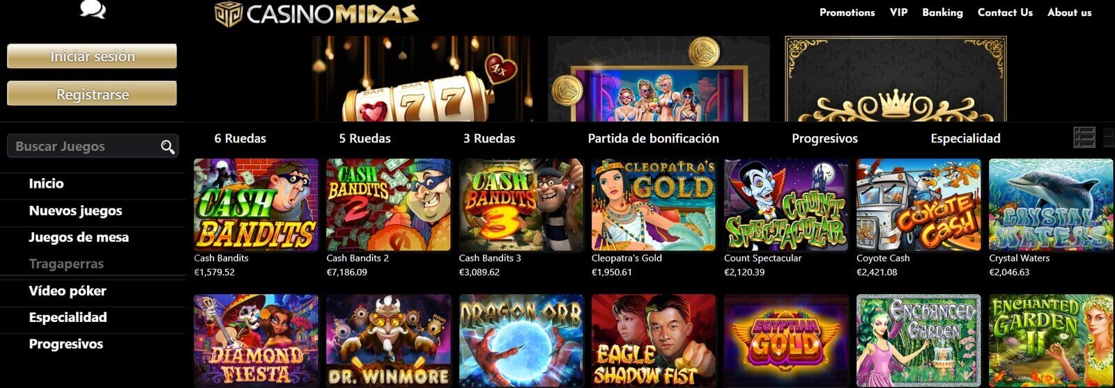 Tragaperras en Casino Midas